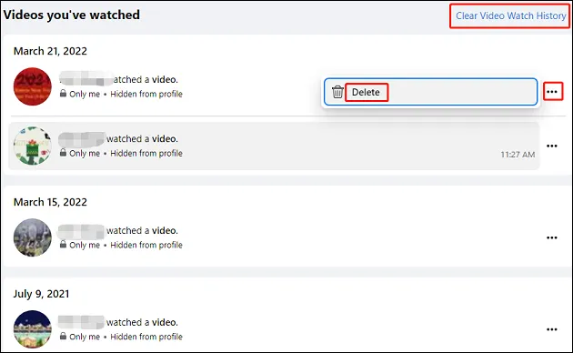 How to Delete Facebook Watch History
